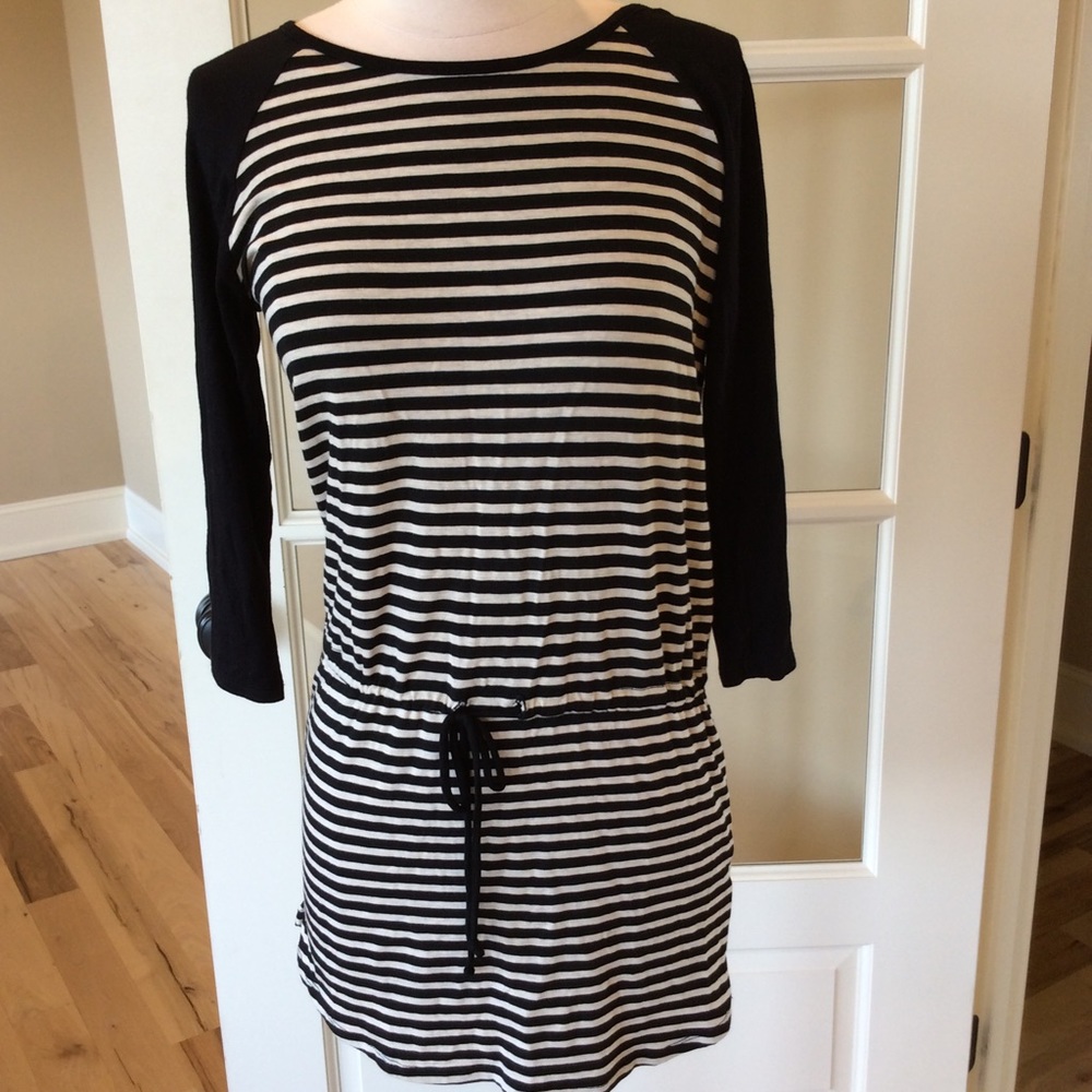 Yetts Dress Tunic Black Striped womens S Boutique